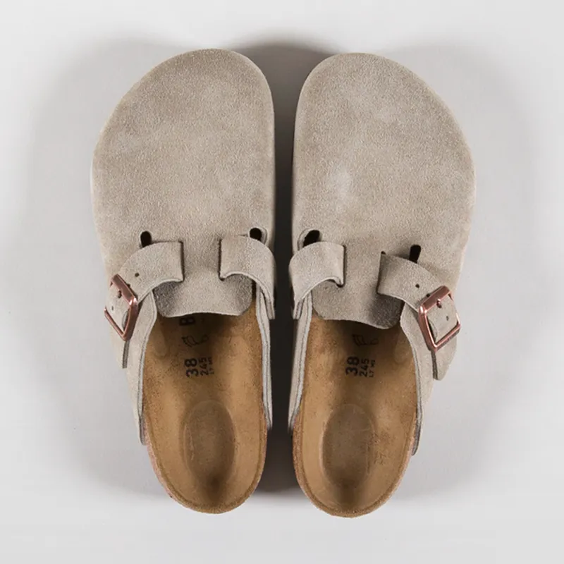 Birkenstock Womens Boston BS Regular Fit Sandals Suede Taupe-6