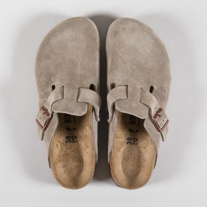 Birkenstock Womens Boston BS Narrow Fit Sandals Suede Taupe-6