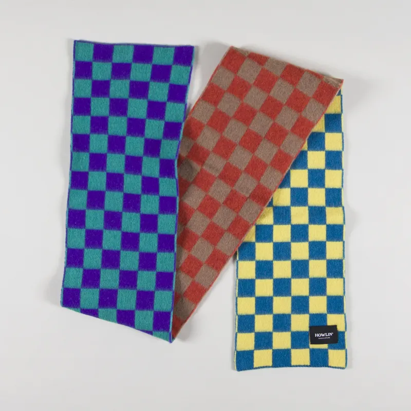 Howlin' Knitwear Cosmic Wool Checkerboard Scarf Mixedup Yellow