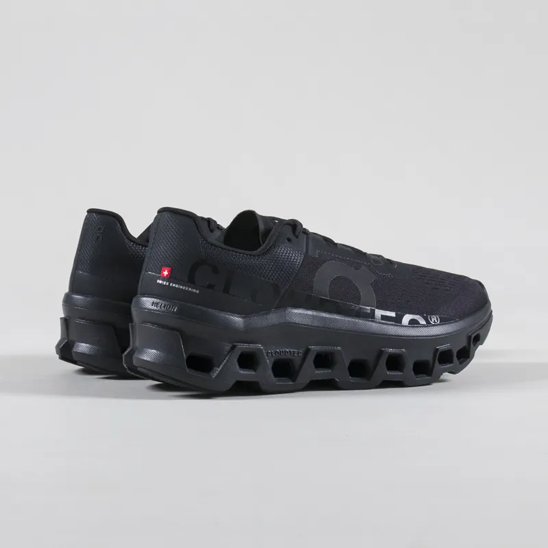 On Running Mens Cloudmonster Shoes Trainers All Black On Running Mens Cloudmonster Shoes Trainers All Black
