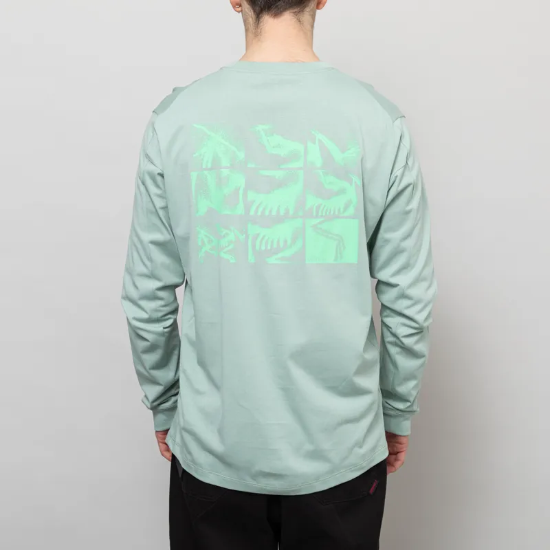 Arc'teryx Kragg SL Cotton Bird Tile Long Sleeve T Shirt Stone Green Phosphorescent-3