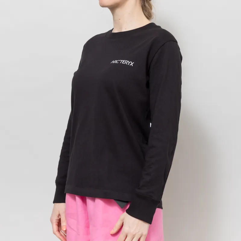 Arc'teryx Womens Kragg Cotton Bird Long Sleeve T Shirt Black White-1