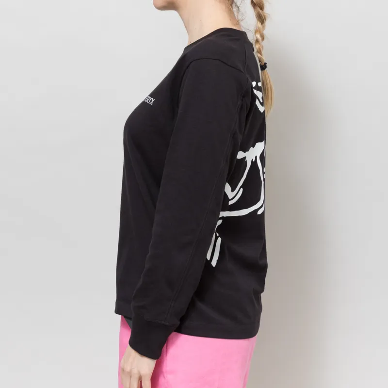 Arc'teryx Womens Kragg Cotton Bird Long Sleeve T Shirt Black White-2