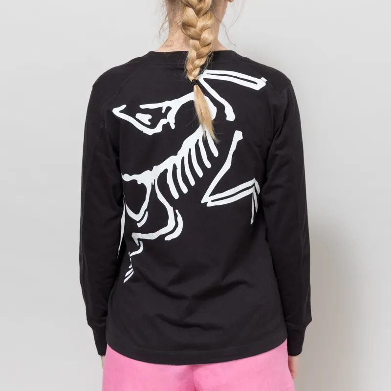 Arc'teryx Womens Kragg Cotton Bird Long Sleeve T Shirt Black White-3