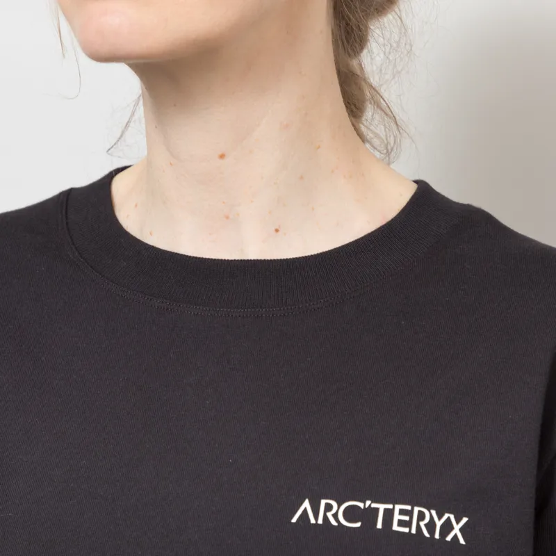 Arc'teryx Womens Kragg Cotton Bird Long Sleeve T Shirt Black White-6