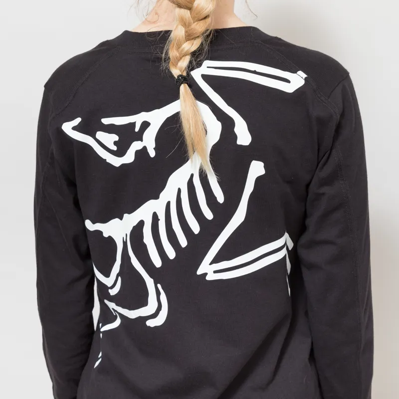 Arc'teryx Womens Kragg Cotton Bird Long Sleeve T Shirt Black White-5