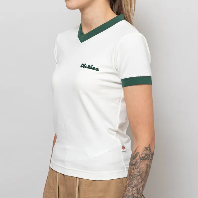 Dickies Womens Slayden Ringer T Shirt Egret-1