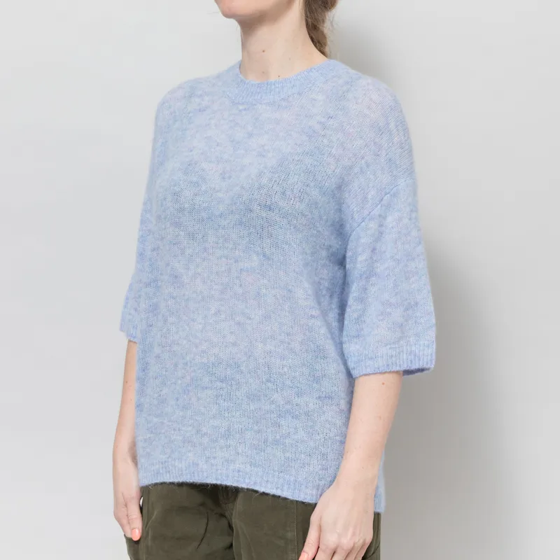 Selfhood Womens Short Sleeve Knit Blue Melange-1