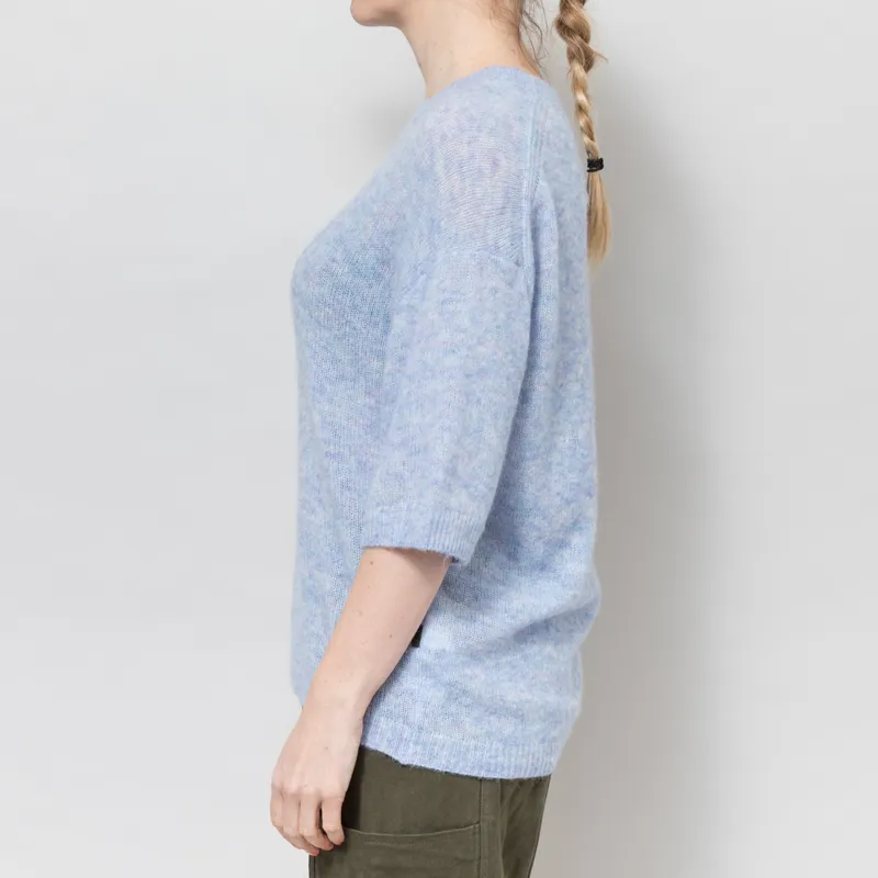 Selfhood Womens Short Sleeve Knit Blue Melange-2