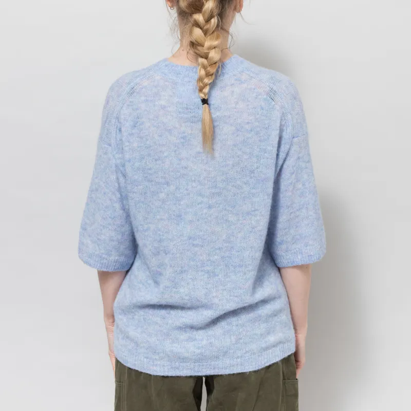 Selfhood Womens Short Sleeve Knit Blue Melange-3