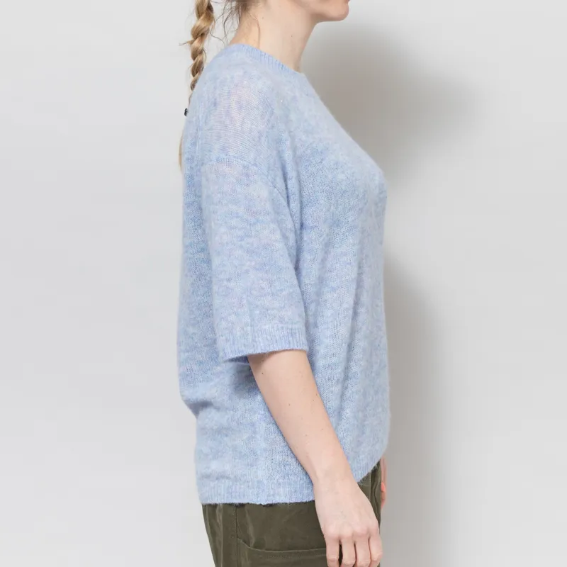 Selfhood Womens Short Sleeve Knit Blue Melange-4