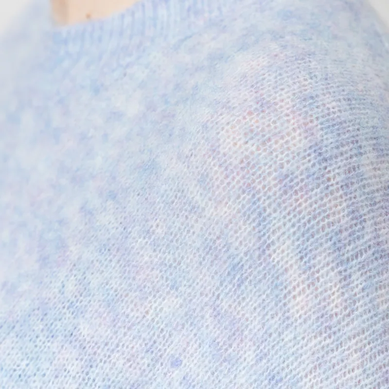 Selfhood Womens Short Sleeve Knit Blue Melange-8