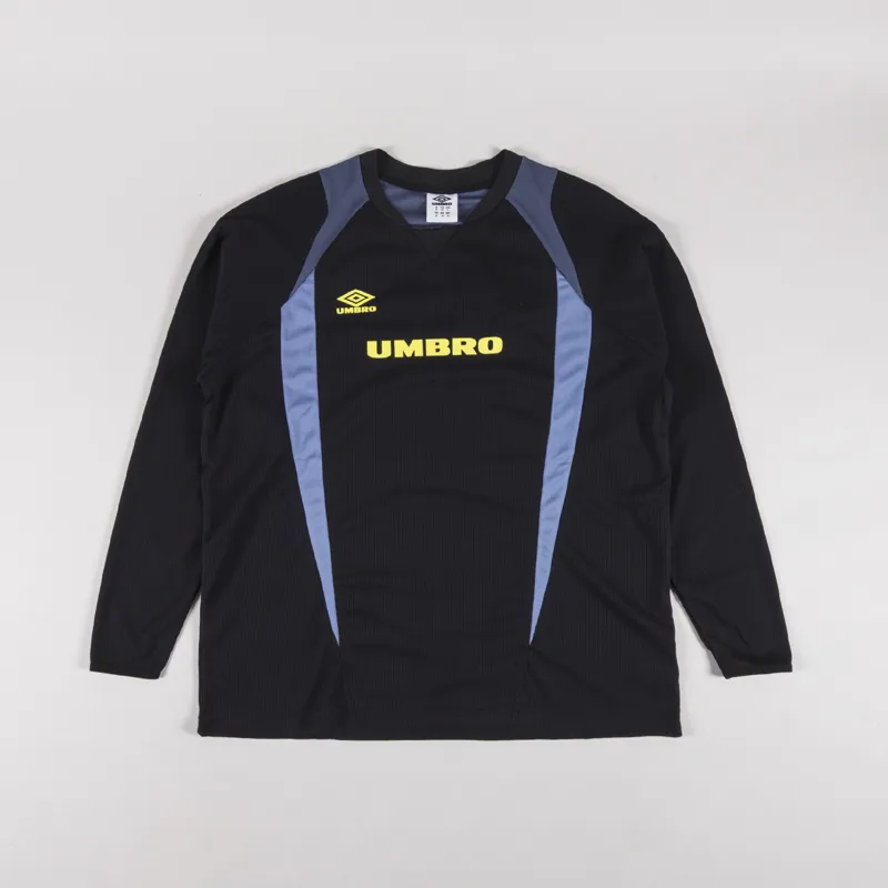 Umbro Panelled Long Sleeve Jersey Black Grisaille Yellow