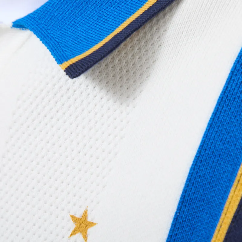 Umbro Knitted Football Polo Brilliant White Skydiver Dress Blue-5
