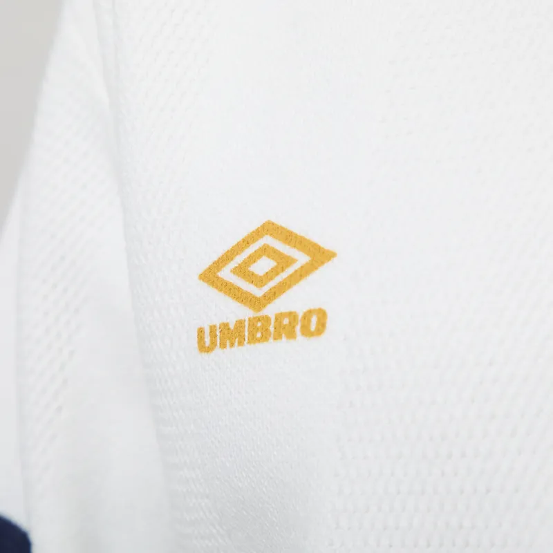 Umbro Knitted Football Polo Brilliant White Skydiver Dress Blue-7