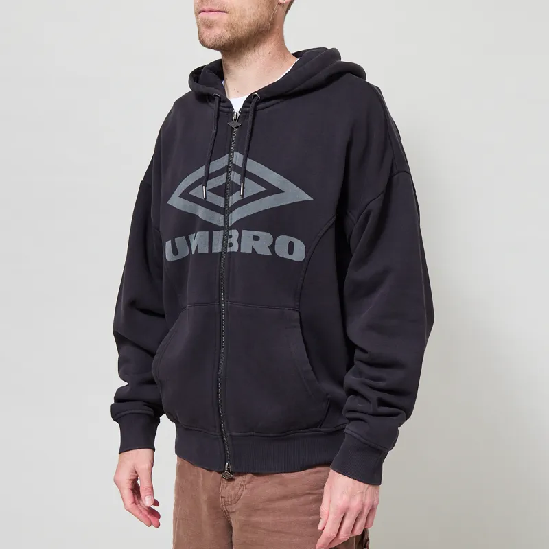 Umbro Washed Zip Through Hoodie Black Sedona Sage-1
