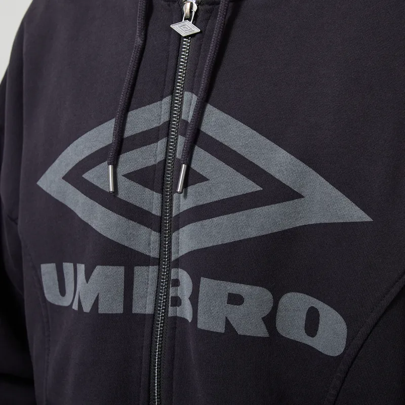 Umbro Washed Zip Through Hoodie Black Sedona Sage-5