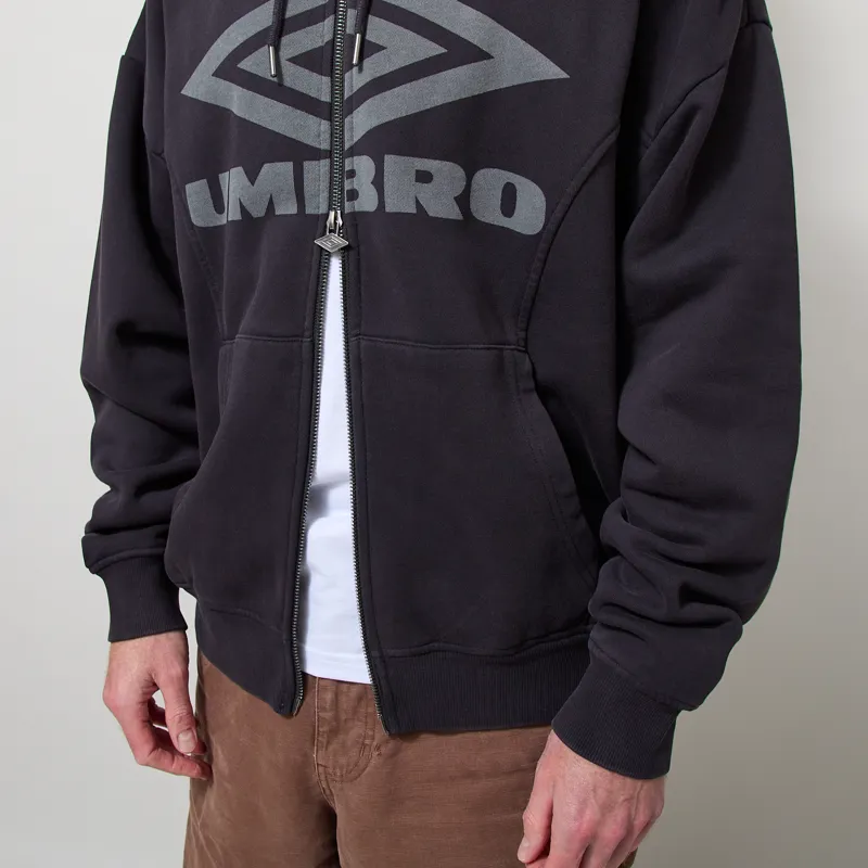 Umbro Washed Zip Through Hoodie Black Sedona Sage-6