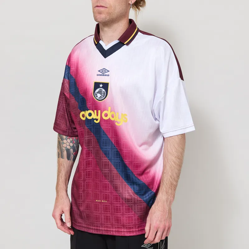 Umbro Printed Football Jersey Brilliant White Cabernet-1