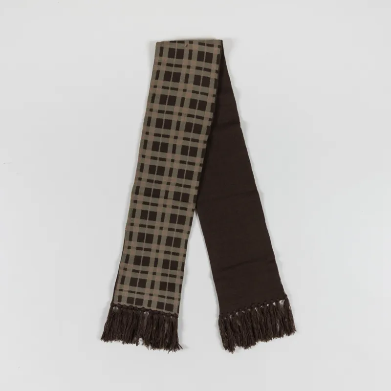Umbro Check Pattern Knitted Scarf Brown