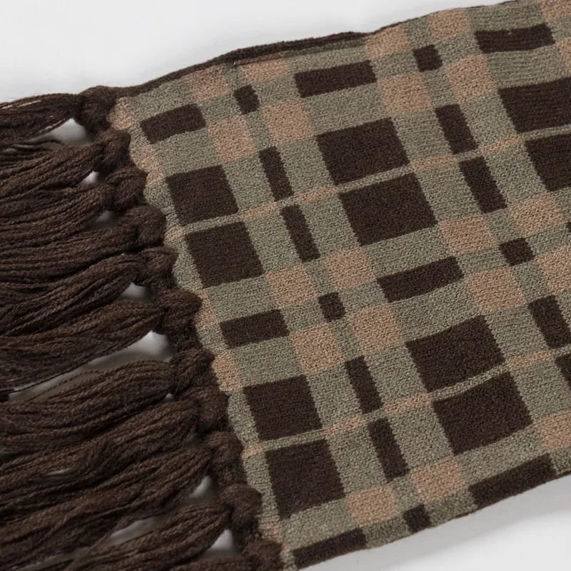Umbro Check Pattern Knitted Scarf Brown-3