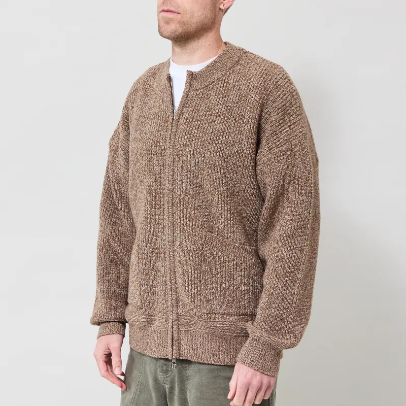 Frizmworks Tweed Wool Deck Zip Up Cardigan Brown-1