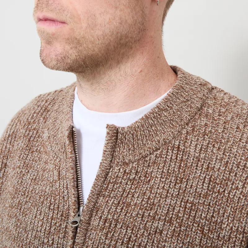 Frizmworks Tweed Wool Deck Zip Up Cardigan Brown-3