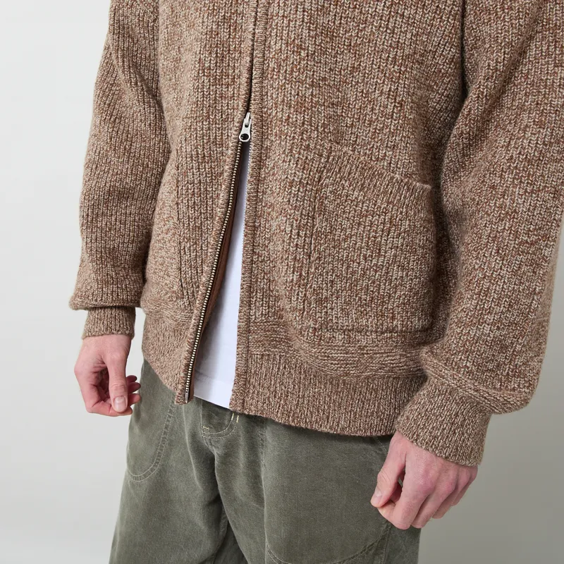 Frizmworks Tweed Wool Deck Zip Up Cardigan Brown-8
