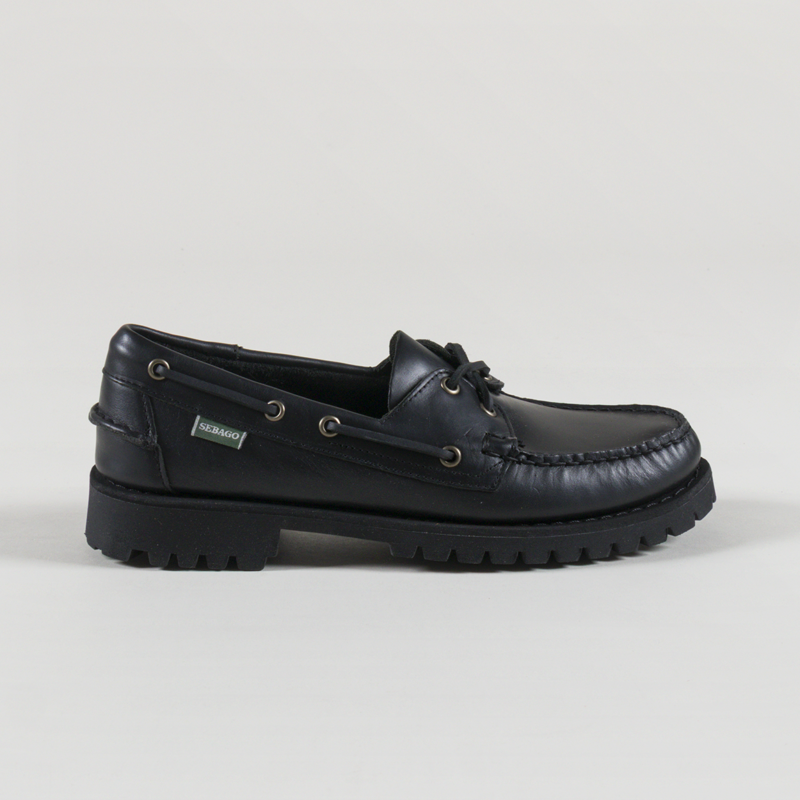 Sebago Ranger Waxy Moccasin Shoes Total Black-2