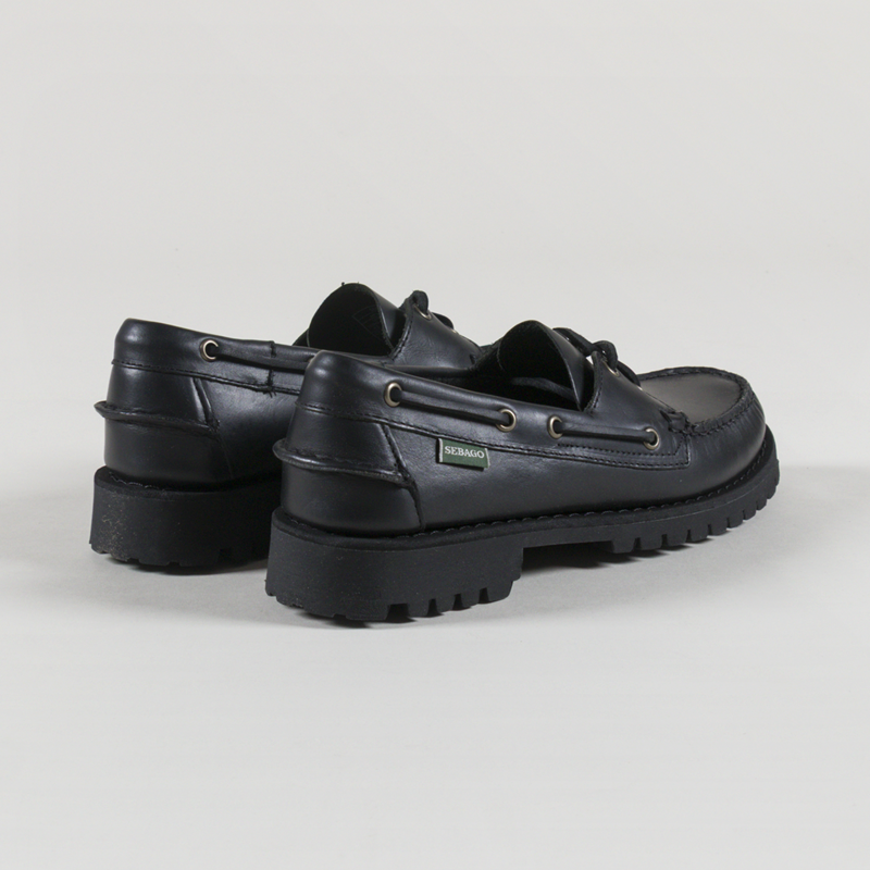 Sebago Ranger Waxy Moccasin Shoes Total Black-1