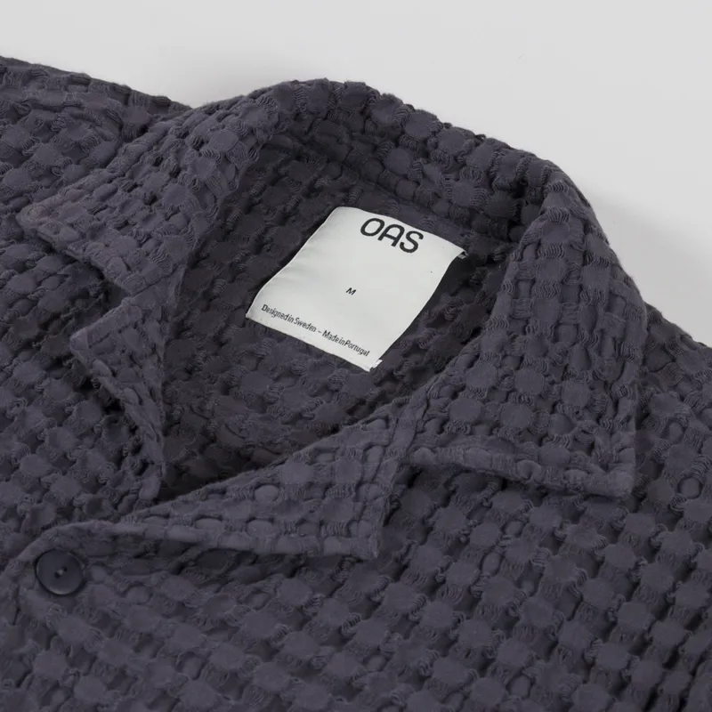 Oas Cuba Waffle Shirt Nearly Black-4