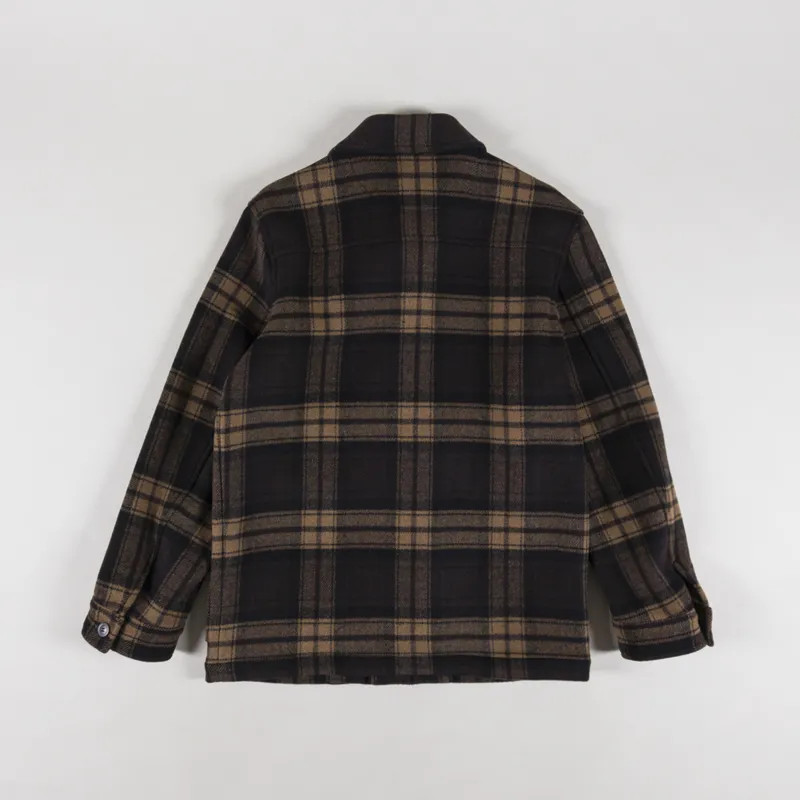 Armor Lux Checkered Wool Fishermans Jacket Carreaux Mocha Rich Navy-2