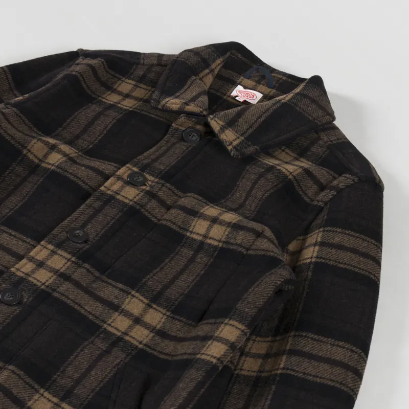 Armor Lux Checkered Wool Fishermans Jacket Carreaux Mocha Rich Navy-3