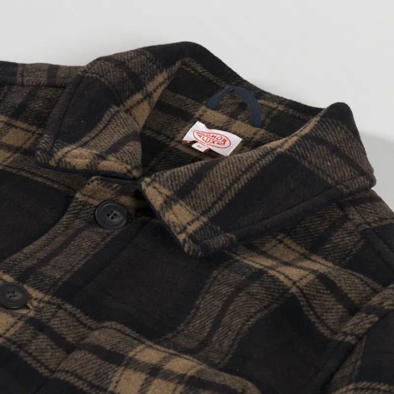 Armor Lux Checkered Wool Fishermans Jacket Carreaux Mocha Rich Navy-6