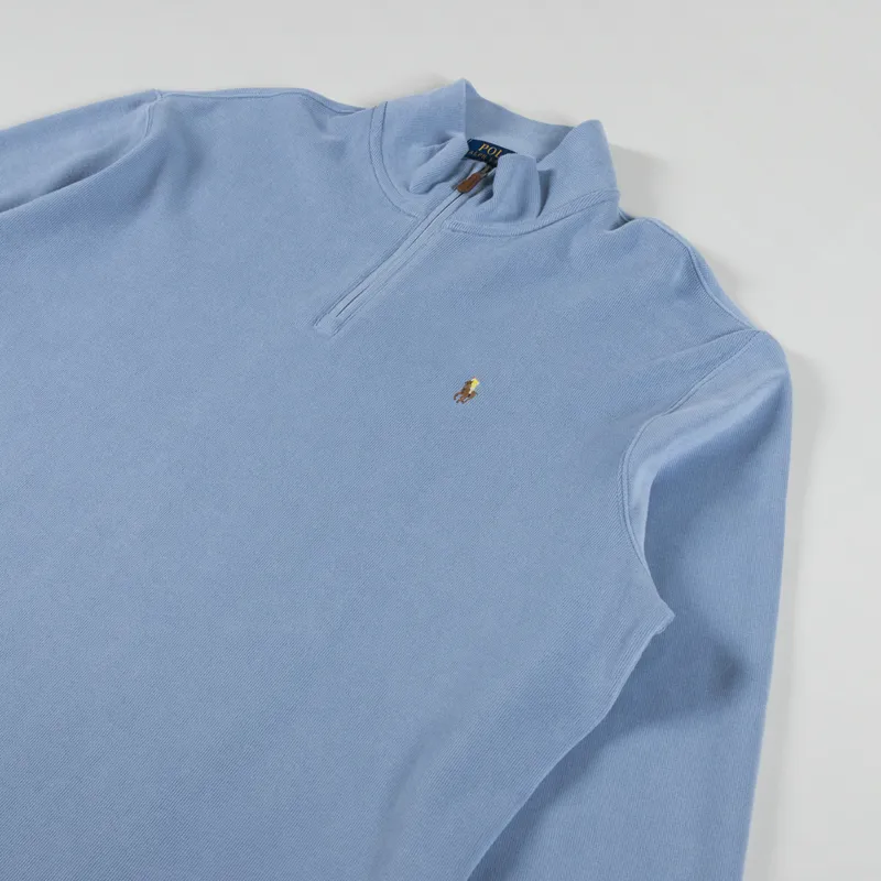 Polo Ralph Lauren Double Knit Quarter Zip Sweatshirt Campus Heather Blue-2