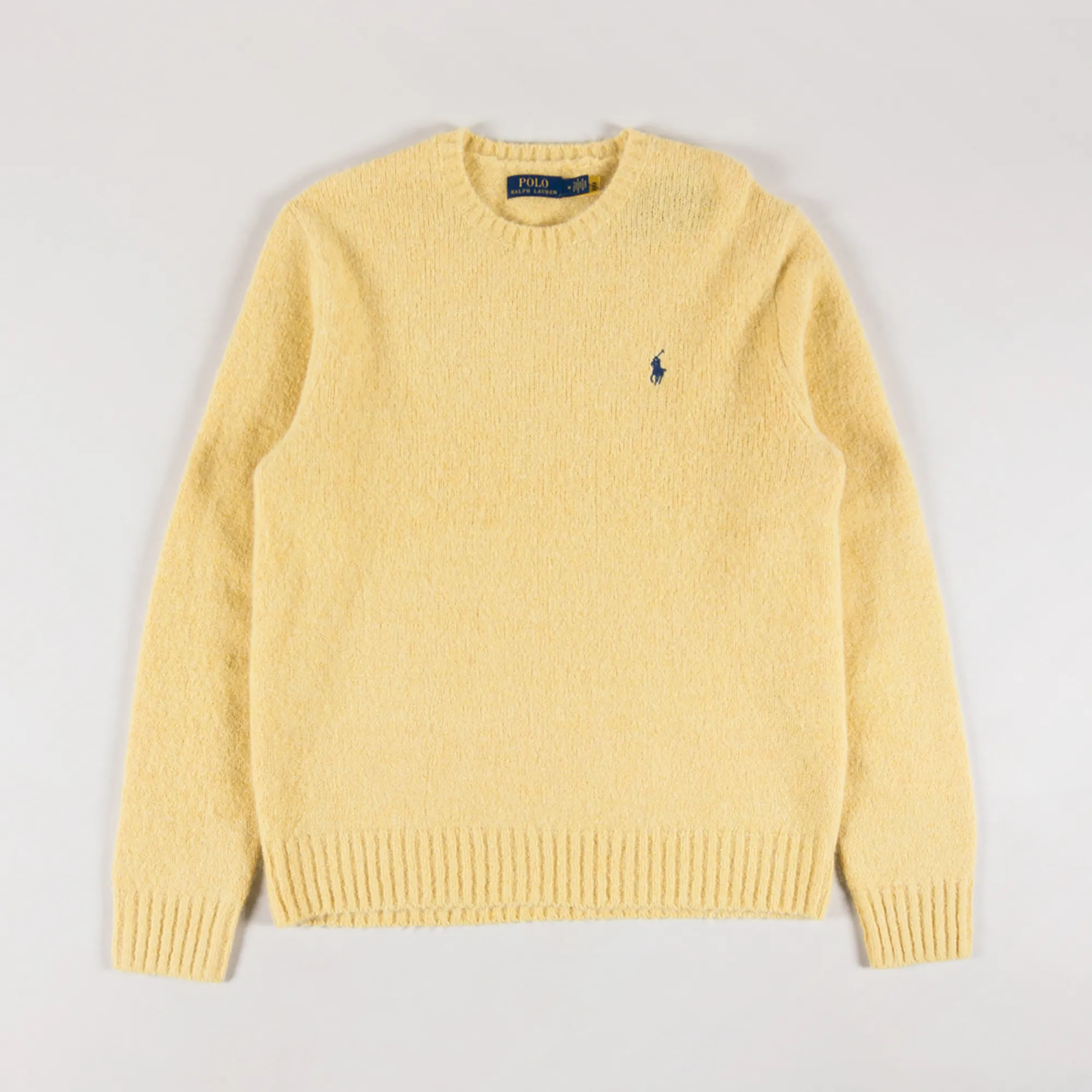 Chunky Ralph Polo Ralph Lauren Mens Chunky Crew Knitted Jumper Shetland Yellow