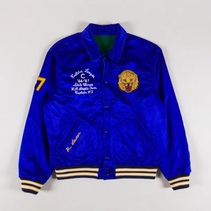 Polo Ralph Lauren Reversible Letterman Jacket Athletic Green Rugb