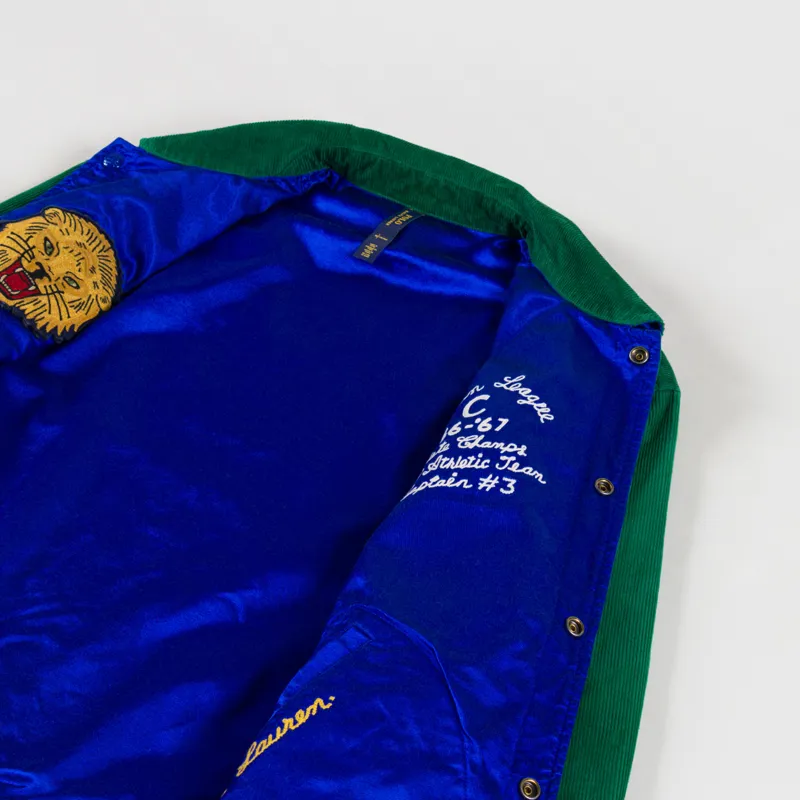 Polo Ralph Lauren Reversible Letterman Jacket Athletic Green Rugby-7