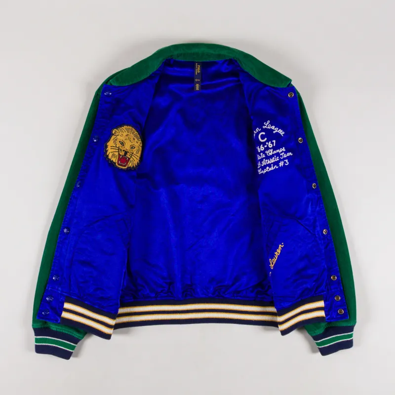 Polo Ralph Lauren Reversible Letterman Jacket Athletic Green Rugb