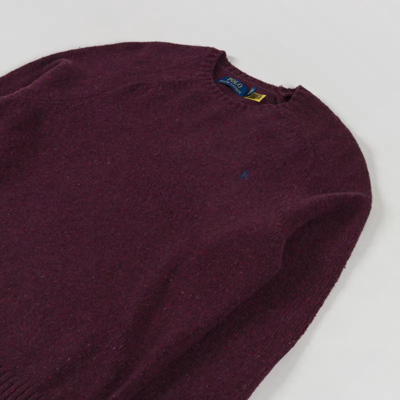Polo Ralph Lauren Speckled Wool Blend Jumper Aged Wine Donegal-2