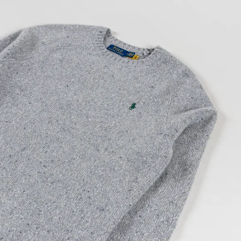 Polo Ralph Lauren Speckled Wool Blend Crewneck Jumper Grey Donegal-2