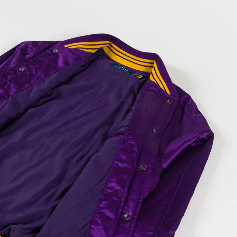 Polo Ralph Lauren Satin Varsity Inspired Jacket Champion Purple X-4