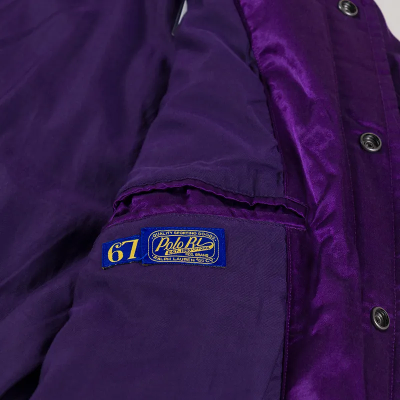 Polo Ralph Lauren Satin Varsity Inspired Jacket Champion Purple X-12