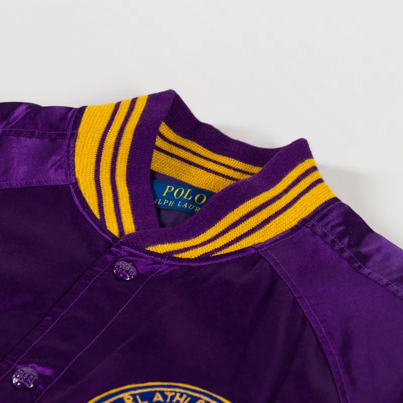Polo Ralph Lauren Satin Varsity Inspired Jacket Champion Purple X-7