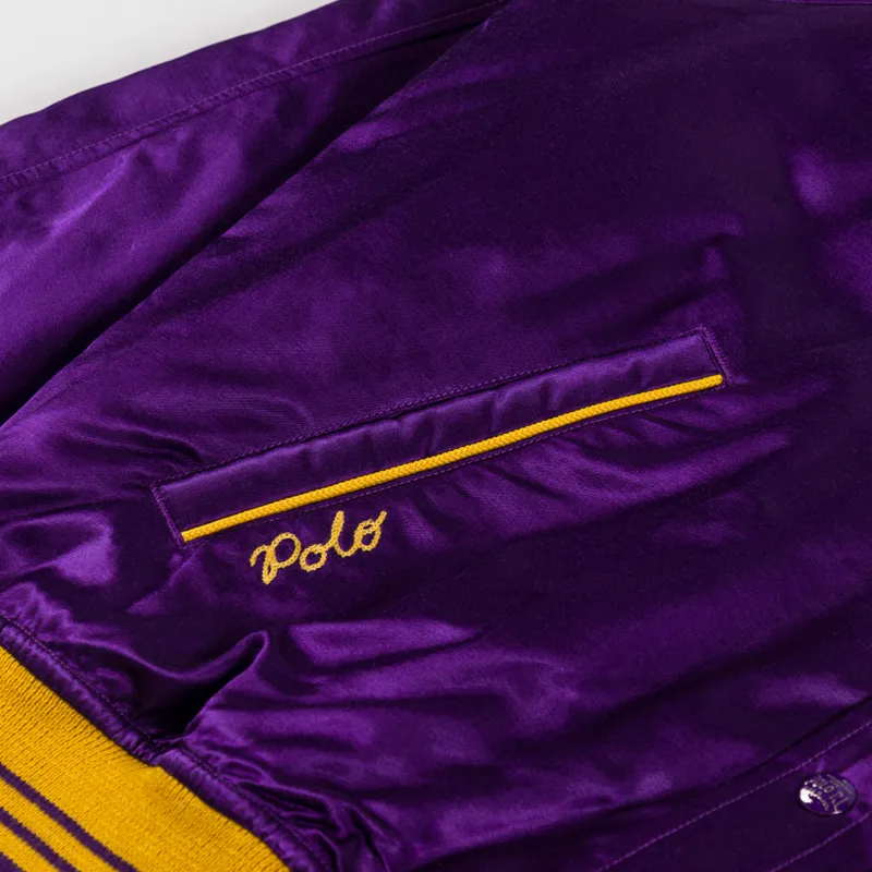 Polo Ralph Lauren Satin Varsity Inspired Jacket Champion Purple X-10