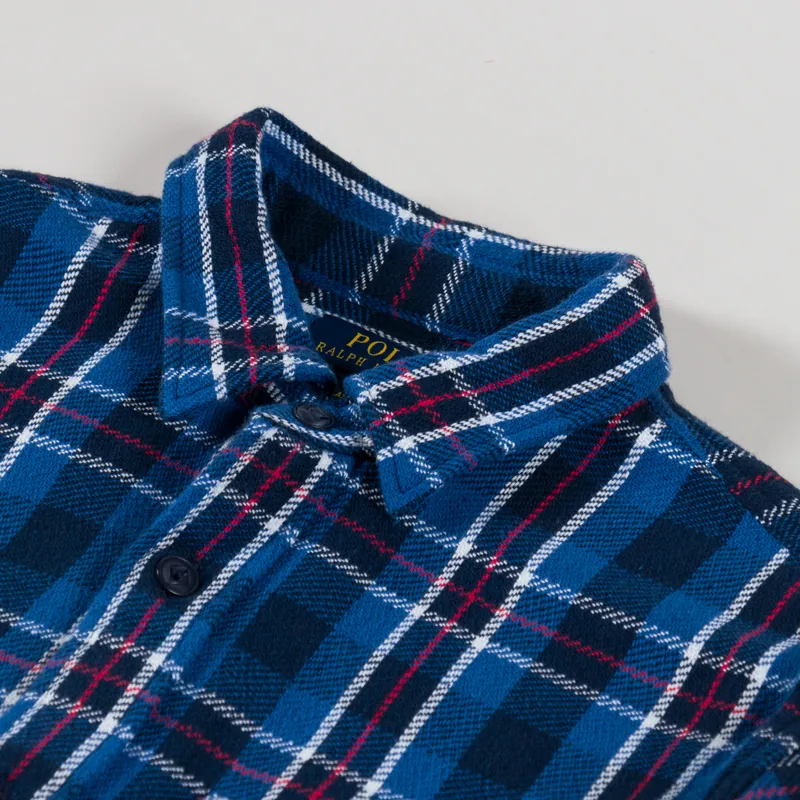 Polo Ralph Lauren Plaid Flannel Work Shirt Blue Navy-4