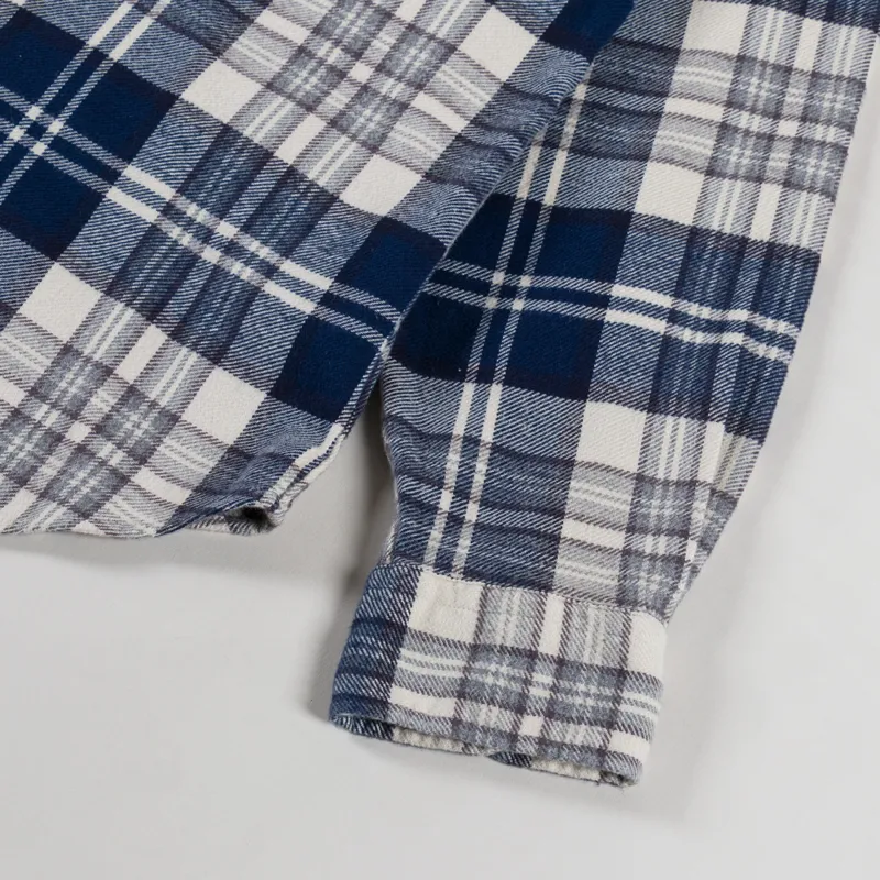 Polo Ralph Lauren Plaid Brushed Flannel Shirt Off White Navy-7