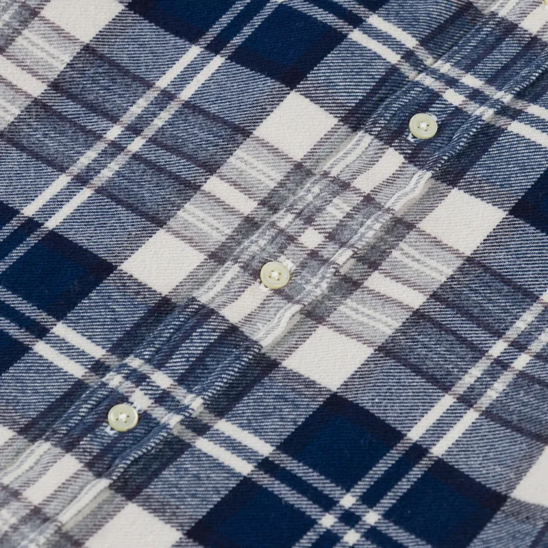 Polo Ralph Lauren Plaid Brushed Flannel Shirt Off White Navy-5