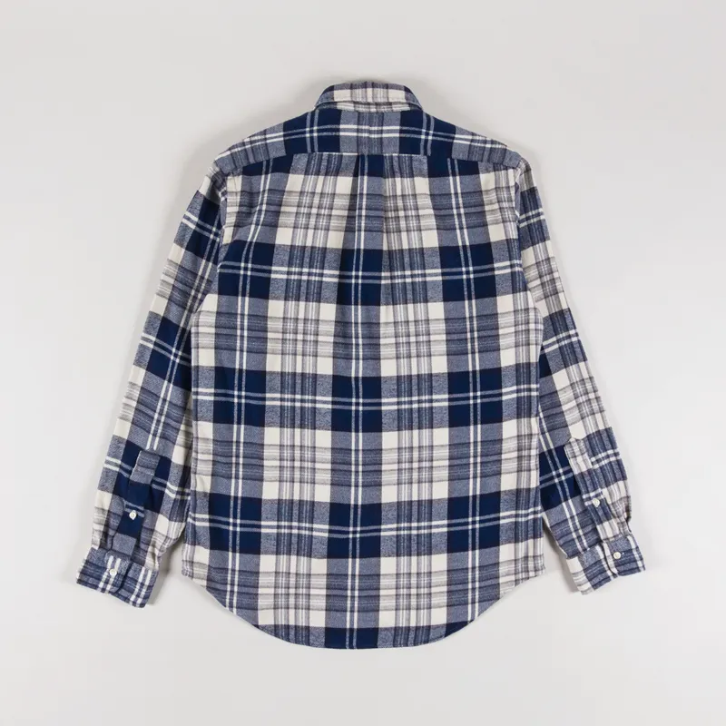 Polo Ralph Lauren Plaid Brushed Flannel Shirt Off White Navy-1