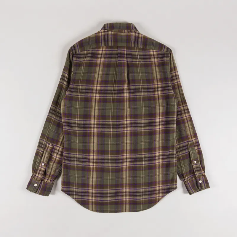 Polo Ralph Lauren Plaid Brushed Flannel Shirt Olive Brown-1